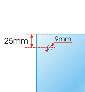 Alu-Dibond Außenschild mit Bohrugenabstand 25mm