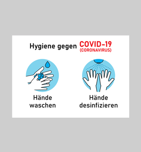 Hinweischild 'Hände Hygiene gegen COVID-19' aus Acrylglas