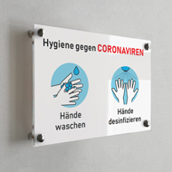 Hinweischild 'Hände Hygiene gegen Coronaviren'