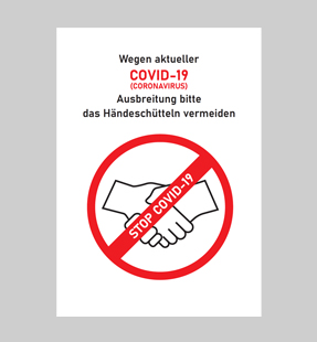 Tischaufsteller mit Druckvorlage 'Stop COVID-19' aus Acrylglas