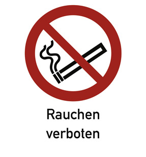 Rauchen verboten Kombischild mit Symbol und Beschriftung
