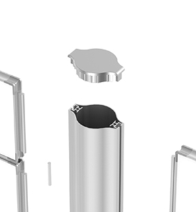 Wegleitsystem Aluminium mit mittigen Pfosten für System-Erweiterung