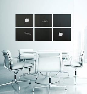 Schwarze Glas-Schreibtafel für Sitzungsraum mit Wandmontage