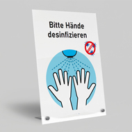 Tischschild 'Händedesinfektion' mit Digital-Druck