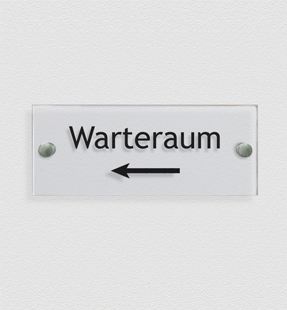 Türschild 'Warteraum' Wandschild 'Warteraum' mit Pfeil nach links in Digitaldruck