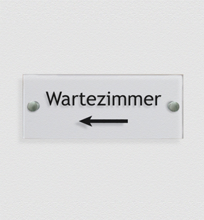 Türschild 'Wartezimmer' Wandschild 'Wartezimmer' mit Pfeil nach links in Digitaldruck